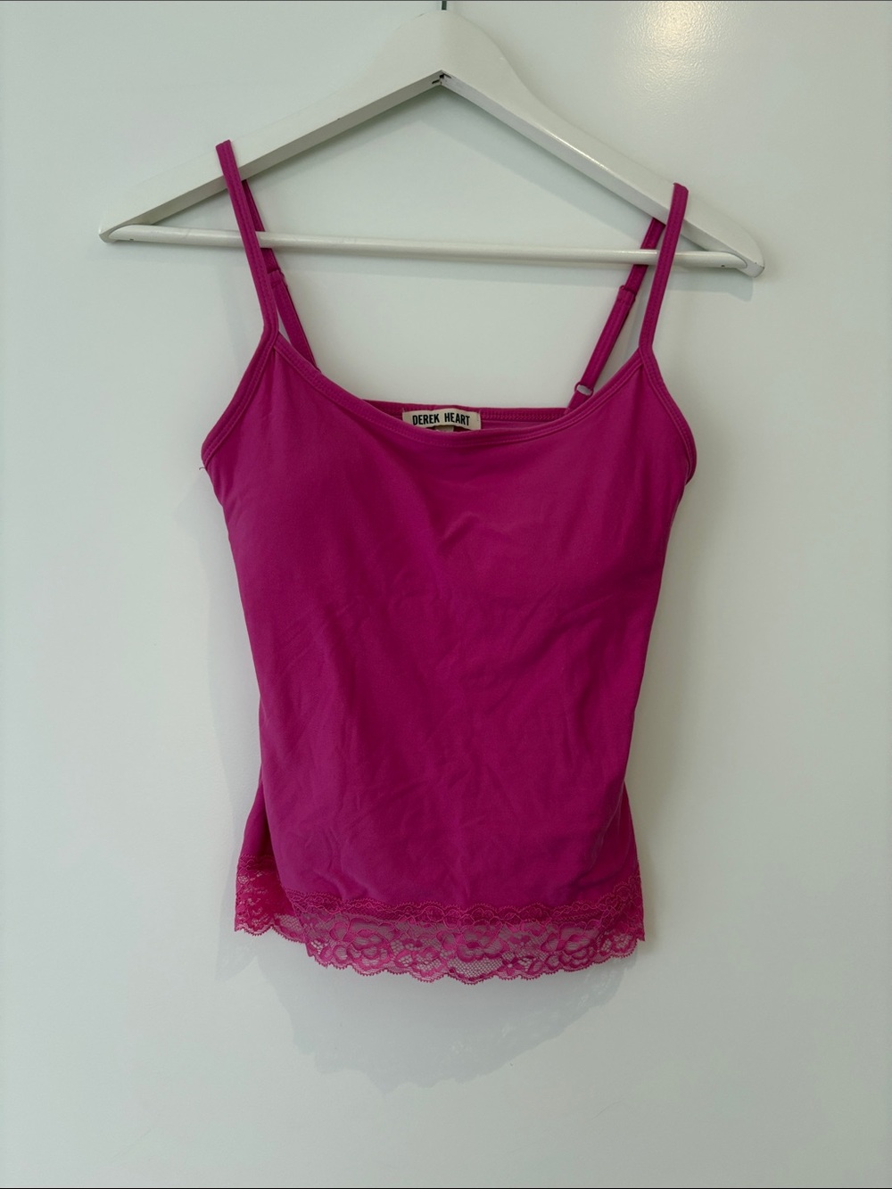Derek Heart Bright Fuchsia Lace-Hem Camisole